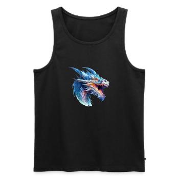 Dessin à l’aquarelle du dragon - Débardeur bio Premium Homme - noir - Devant - Michal (187cm)