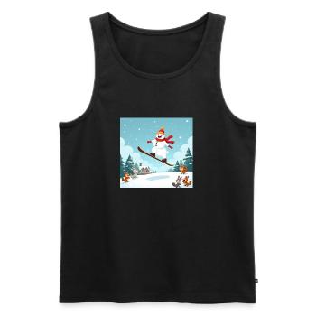 Winterabenteuer mit dem Schneemann –Skisprung - Männer Premium Bio Tank Top - Schwarz - Vorne - AI Model Male 178 light (178cm)