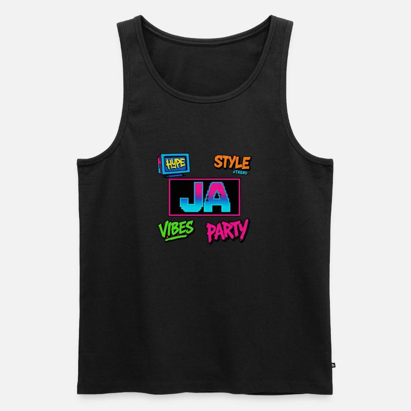 Pixel Vibes Ja - Männer Premium Bio Tank Top - Schwarz