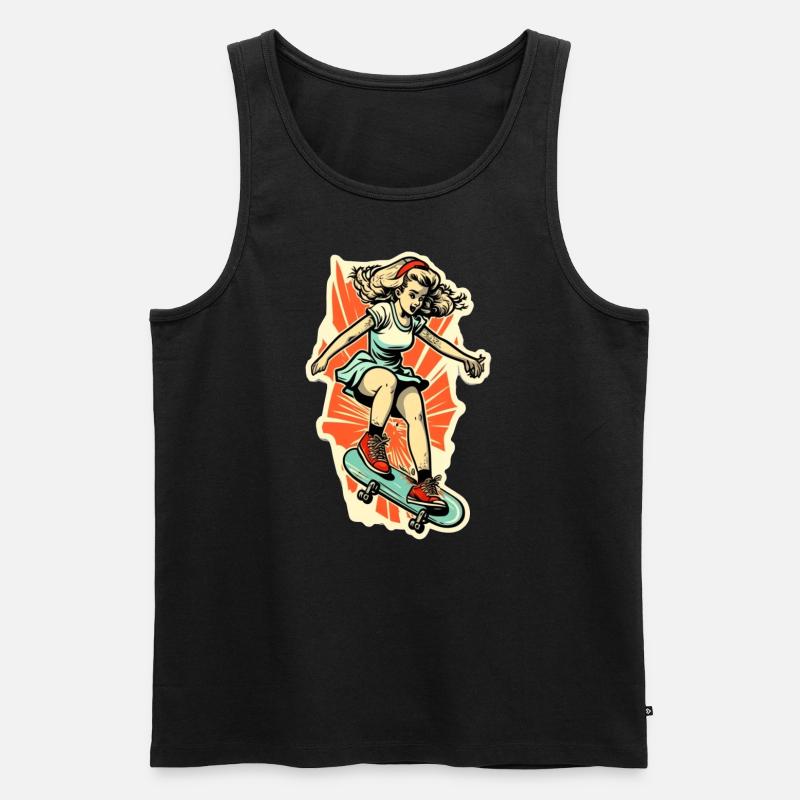 Skater-Mädchen - Männer Premium Bio Tank Top - Schwarz