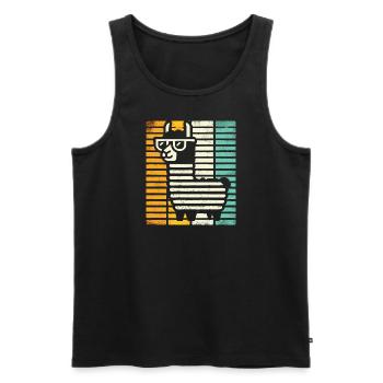 Retro Llama Alpaca with Sunglasses Comic Art - Men's Premium Organic Tank Top - black - Front - Michal (187cm)