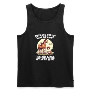 Hunden Und Pferden - Männer Premium Bio Tank Top - Schwarz - Vorne - Michal (187cm)