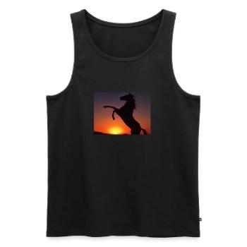 chevaux sur coucherdu soleil - Débardeur bio Premium Homme - noir - Devant - Michal (187cm)