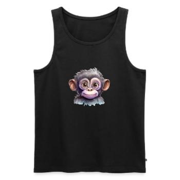 Monkey Watercolor Drawing - Men's Premium Organic Tank Top - black - Front - Michal (187cm)