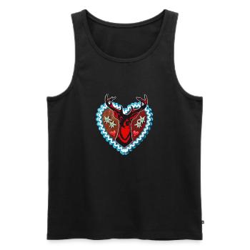 32 Lebkuchenherz Wiesn Hirsch Edelweiss Herzen - Männer Premium Bio Tank Top - Schwarz - Vorne - Michal (187cm)