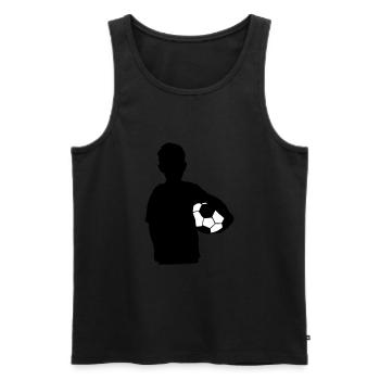 Junge mit Fußball unter dem Arm - Männer Premium Bio Tank Top - Schwarz - Vorne - Michal (187cm)