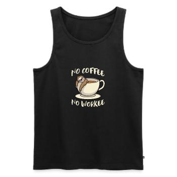 No Coffee No Workee Sloth - Men's Premium Organic Tank Top - black - Front - AI Model Male 178 light (178cm)