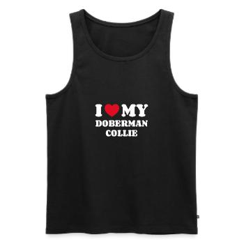 J’aime mon Doberman Collie - Débardeur bio Premium Homme - noir - Devant - Michal (187cm)