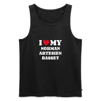 J’adore mon Norman Artesien Basset - Débardeur bio Premium Homme - noir - Devant - Michal (187cm)