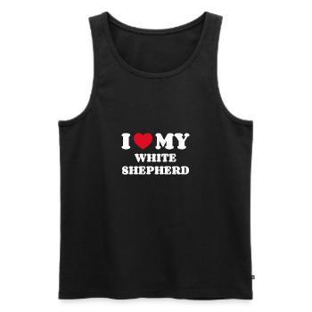 I Love My White Shepherd - Men's Premium Organic Tank Top - black - Front - AI Model Male 178 light (178cm)