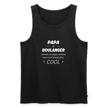 papa et boulanger papa plus cool - Débardeur bio Premium Homme - noir - Devant - Michal (187cm)