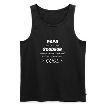 papa et soudeur papa plus cool - Débardeur bio Premium Homme - noir - Devant - Michal (187cm)