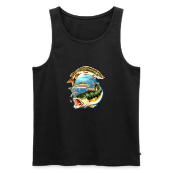 Angel Shirt Fishing 3 Fische getrennt - Männer Premium Bio Tank Top - Schwarz - Vorne - Michal (187cm)