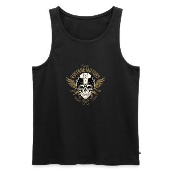 Biker Shirt Custom Vintage - Männer Premium Bio Tank Top - Schwarz - Vorne - Michal (187cm)