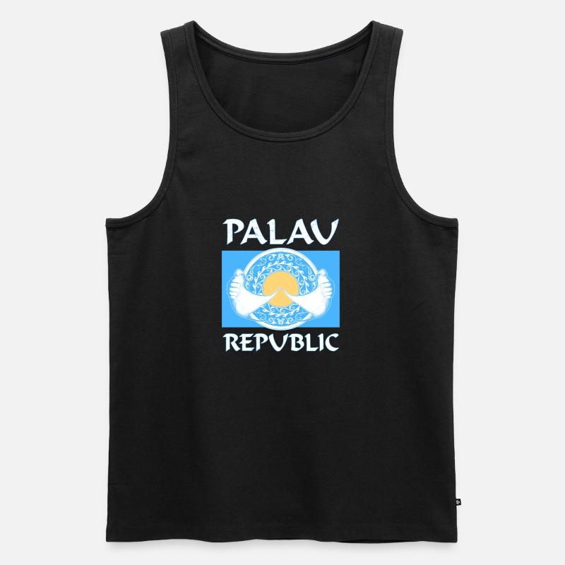 Palau Flagge Mantarochen - Männer Premium Bio Tank Top - Schwarz