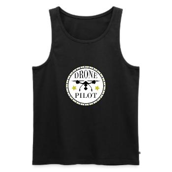 Drohnen Pilot - Drohnenflieger 1 mit Sternchen - Männer Premium Bio Tank Top - Schwarz - Vorne - Michal (187cm)