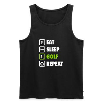Eat, sleep, golf, repeat! - Men's Premium Organic Tank Top - black - Front - Michal (187cm)