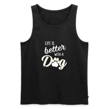 Life is better with a dog - Dog's paw - Men's Premium Organic Tank Top - black - Front - AI Model Male 178 light (178cm)