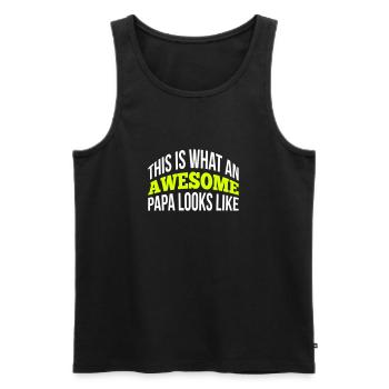 Papa - Men's Premium Organic Tank Top - black - Front - Michal (187cm)