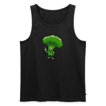 Brocoli, Légumes, Végétarien, Végétalien - Débardeur bio Premium Homme - noir - Devant - Michal (187cm)