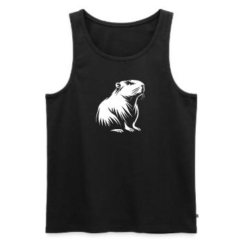 Capybara - Dessin Silhouette - Débardeur bio Premium Homme - noir - Devant - Michal (187cm)