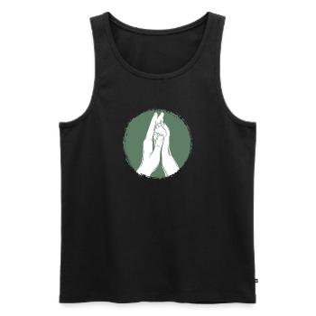Hand + Dog Paw - High Five - Dog Fan - Men's Premium Organic Tank Top - black - Front - AI Model Male 178 light (178cm)