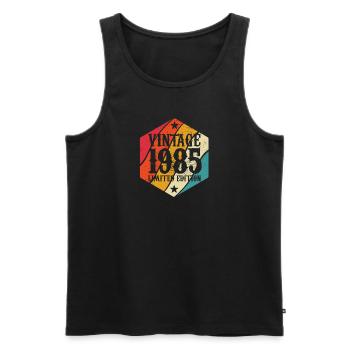 Vintage 1985 Edition Limitée - Cadeau d’anniversaire - Débardeur bio Premium Homme - noir - Devant - AI Model Male 178 light (178cm)