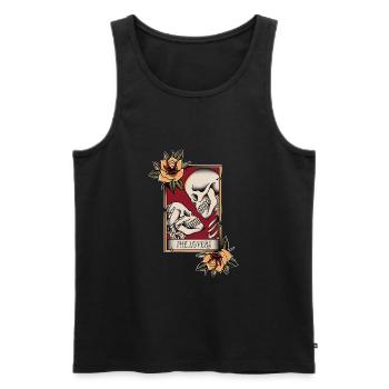 The lovers - skulls & roses - Männer Premium Bio Tank Top - Schwarz - Vorne - AI Model Male 178 light (178cm)