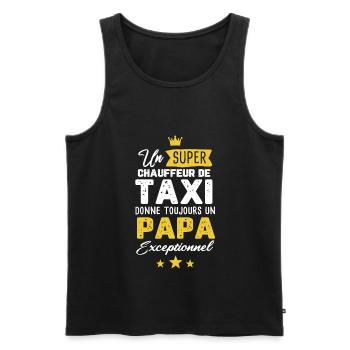 Chauffeur de taxi fête des pères homme - Débardeur bio Premium Homme - noir - Devant - Michal (187cm)