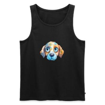 Hund Wasserfarben Zeichnung - Männer Premium Bio Tank Top - Schwarz - Vorne - AI Model Male 178 light (178cm)
