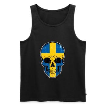 SKULL SWEDEN FLAG - Men's Premium Organic Tank Top - black - Front - AI Model Male 178 light (178cm)