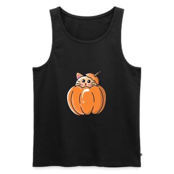Katze im Kürbis für Halloween - Männer Premium Bio Tank Top - Schwarz - Vorne - AI Model Male 178 light (178cm)