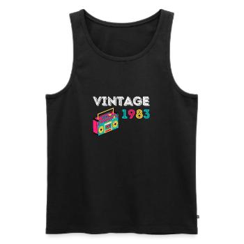 Vintage 1983 Radio 39 years old 1983 birthday - Men's Premium Organic Tank Top - black - Front - AI Model Male 178 light (178cm)