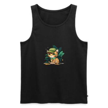 Cute Cat Tropical 2 - Men's Premium Organic Tank Top - black - Front - Michal (187cm)