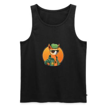 Cool Lama 2 - Männer Premium Bio Tank Top - Schwarz - Vorne - Michal (187cm)