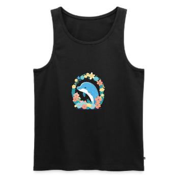 Charmanter Delfin im Blumenmeer 1 - Männer Premium Bio Tank Top - Schwarz - Vorne - AI Model Male 178 light (178cm)