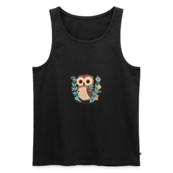Cute owl in the flower forest 4 - Men's Premium Organic Tank Top - black - Front - AI Model Male 178 light (178cm)