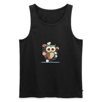 Cute owl in the flower forest 5 - Men's Premium Organic Tank Top - black - Front - AI Model Male 178 light (178cm)