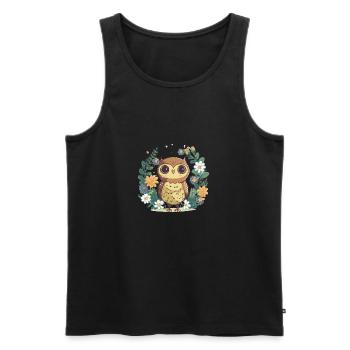 Cute owl in the flower forest 8 - Men's Premium Organic Tank Top - black - Front - AI Model Male 178 light (178cm)