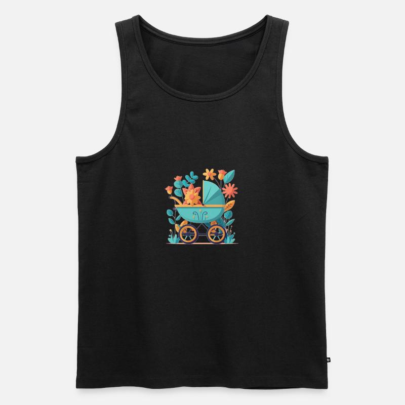 Blumiger Kinderwagen 9 - Männer Premium Bio Tank Top - Schwarz