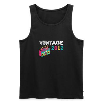 Vintage 2012 Radio 10 years old 2012 Birthday - Men's Premium Organic Tank Top - black - Front - AI Model Male 178 light (178cm)