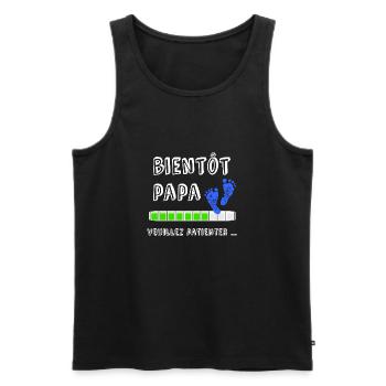 Bientôt papa veuillez patienter ... - Débardeur bio Premium Homme - noir - Devant - AI Model Male 178 light (178cm)