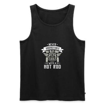 Never underestimate an old man with a Hot Rod - Men's Premium Organic Tank Top - black - Front - Michal (187cm)