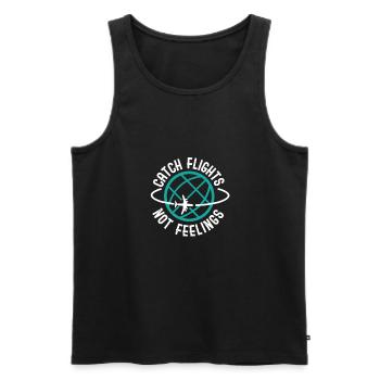 Catch Flights not Feelings - travelling journey - Männer Premium Bio Tank Top - Schwarz - Vorne - AI Model Male 178 light (178cm)