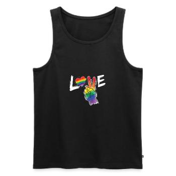 Love & Peace - gay pride gender - Men's Premium Organic Tank Top - black - Front - AI Model Male 178 light (178cm)