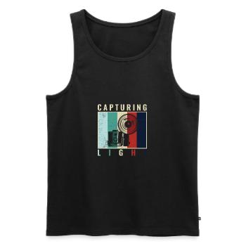 Capturing Light - paparazzi photo editor - Débardeur bio Premium Homme - noir - Devant - AI Model Male 178 light (178cm)