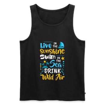 Vivre au soleil Nager dans la mer Air sauvage - Débardeur bio Premium Homme - noir - Devant - Michal (187cm)