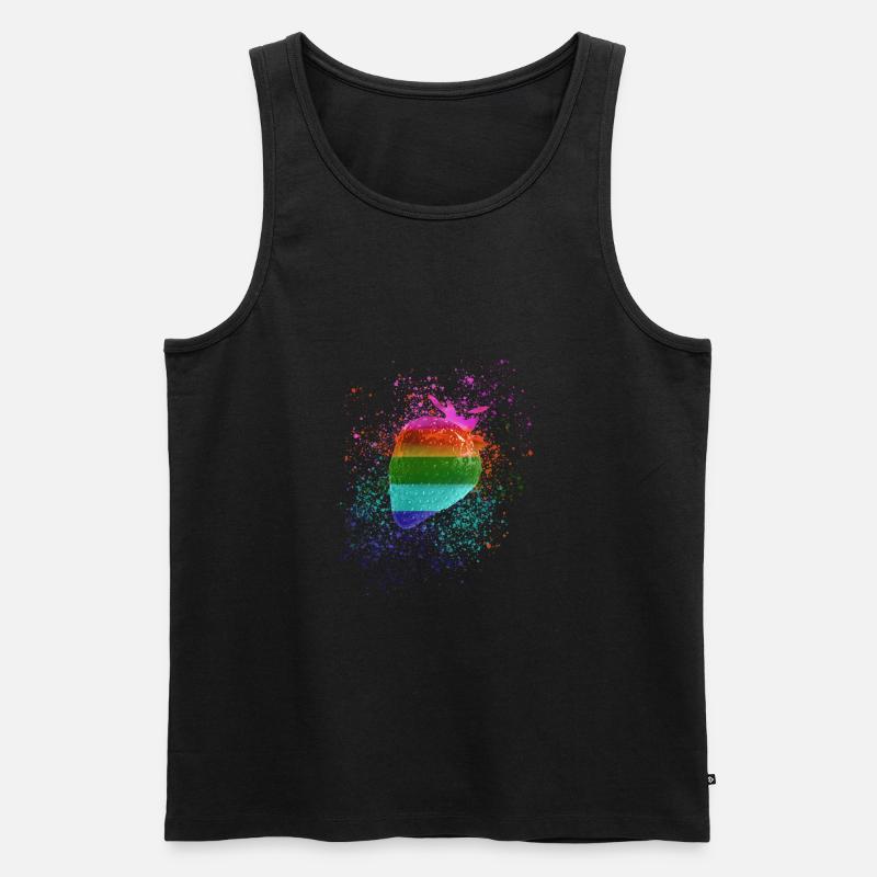 Erdbeere,bunt, popart, graffiti,Regenbogen,LGBT - Männer Premium Bio Tank Top - Schwarz