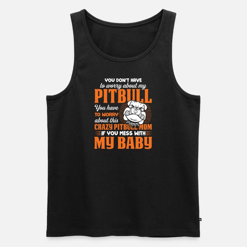 Verrückte Pitbull-Mutter - Männer Premium Bio Tank Top - Schwarz