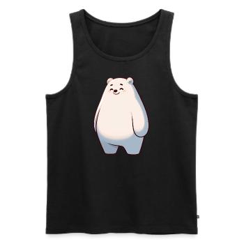 Cute Polar Bear Cartoon Happy Relaxed - Men's Premium Organic Tank Top - black - Front - Michal (187cm)